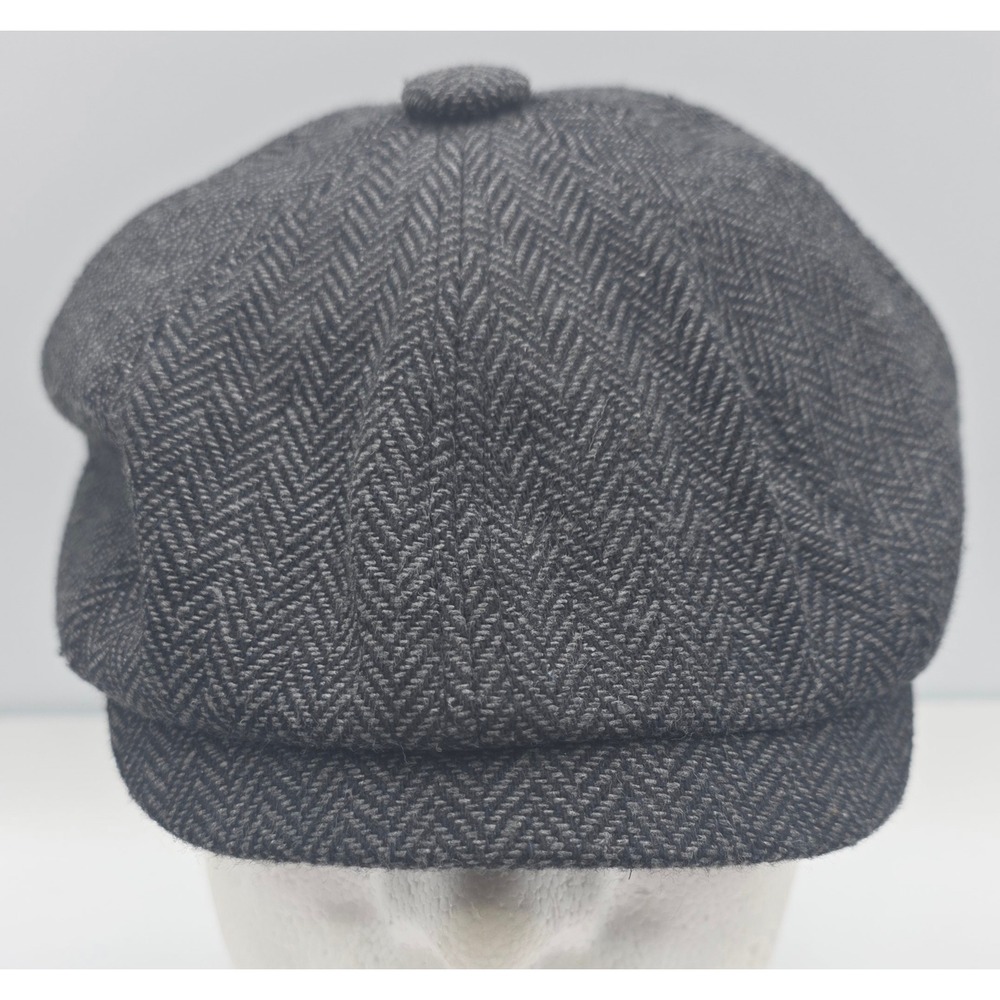 Unbranded 6 Panel Newsboy Cap  7 56cm Charcoal Gray Herringbone Flat Ivy Hat